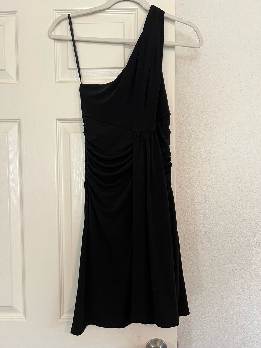 Allen B. By Allen Schwartz Black One-Shoulder Ruched Dress